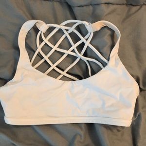 White lulu lemon free to be wild sports bra